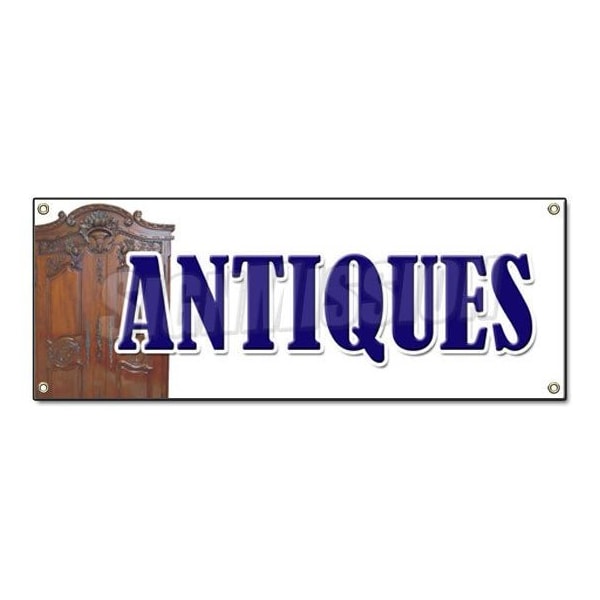 ANTIQUES BANNER SIGN antique shop dealer signs furniture collectibles coins